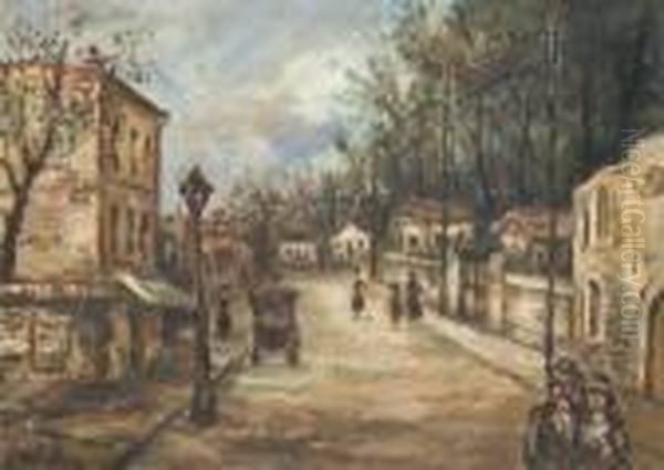 Scene De Rue Oil Painting by Leon Weissberg