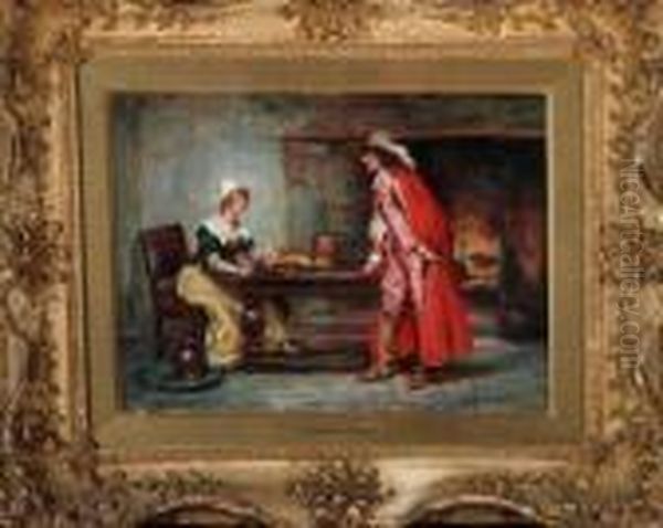 Between Two Fires Oil Painting by John Sanderson Wells