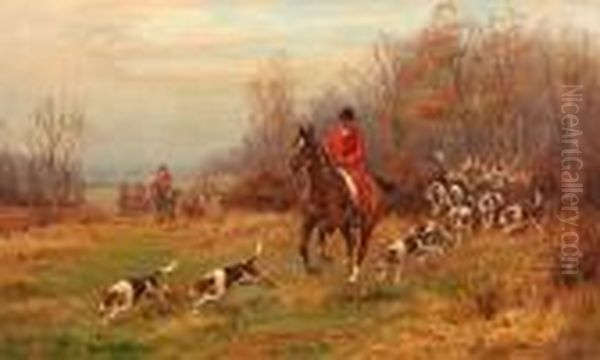 The Hunt At The Edge Of A Copse Oil Painting by John Sanderson Wells