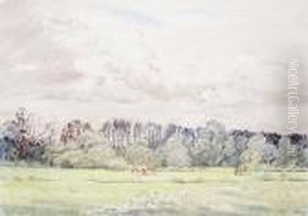 Landscape With Horses Oil Painting by John Sanderson Wells