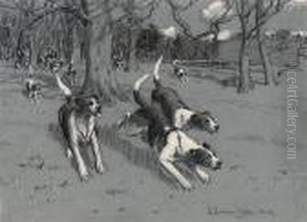 A Break Of The Warwickshire Hounds From Wroxton Park Oil Painting by John Sanderson Wells