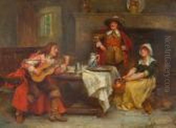 A Musical Interlude Oil Painting by John Sanderson Wells