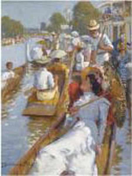 Henley Regatta Oil Painting by John Sanderson Wells