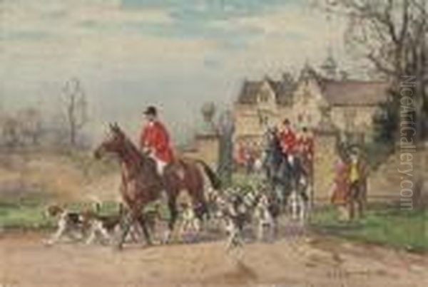 The Hunt Rides Out Oil Painting by John Sanderson Wells