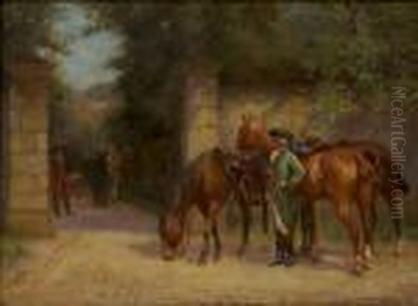 A Brief Chat Oil Painting by John Sanderson Wells