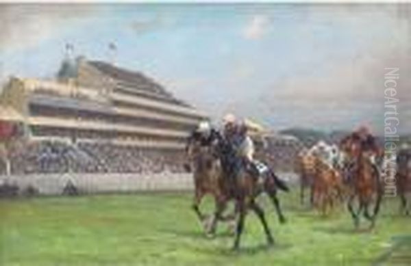The Final Furlong Oil Painting by John Sanderson Wells