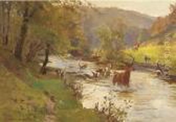 The Stag Hunt Oil Painting by John Sanderson Wells