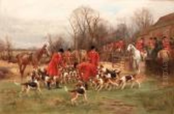 The Meet; Setting Out; Over The Fence; And The Kill Oil Painting by John Sanderson Wells