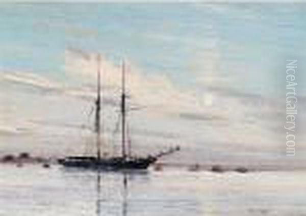 On The Mooring Oil Painting by William Page Atkinson Wells