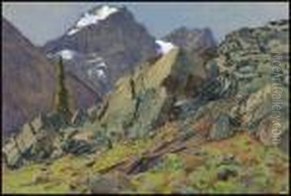 In The Valley Of The Ten Peaks Oil Painting by Joseph Walter West