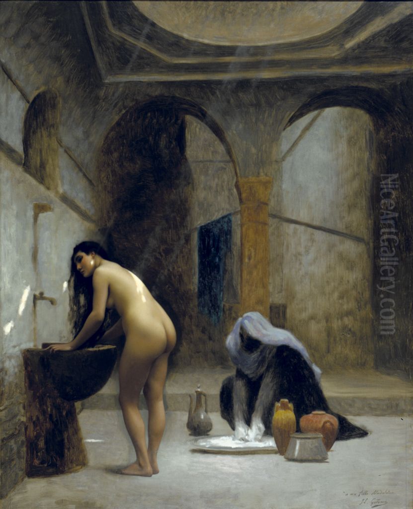 Moorish Bath Oil Painting by Jean-Leon Gerome