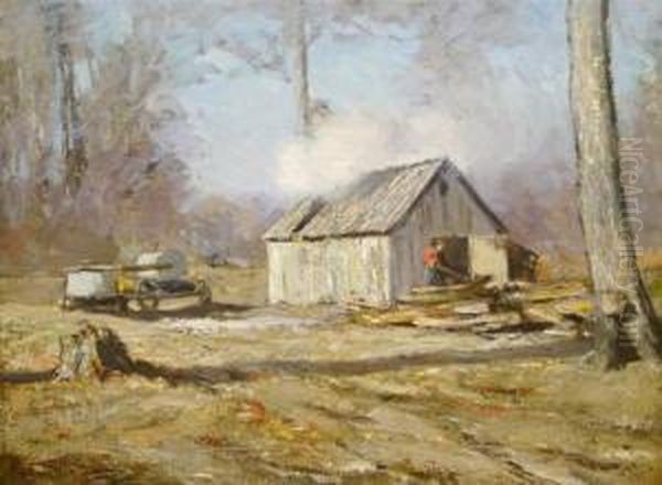 Man Near Shack Oil Painting by Clifton A. Wheeler