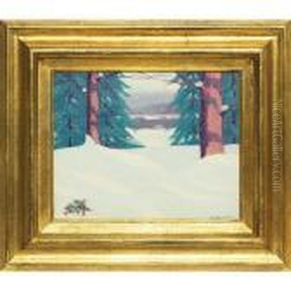 Forest Scene In Winter Oil Painting by Clifton A. Wheeler