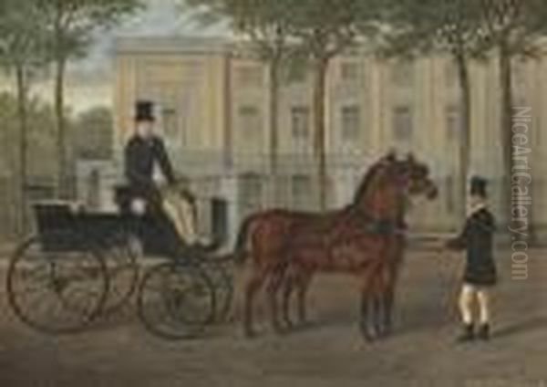 A Hackney Carriage With Driver And Groom Oil Painting by John Alfred Wheeler