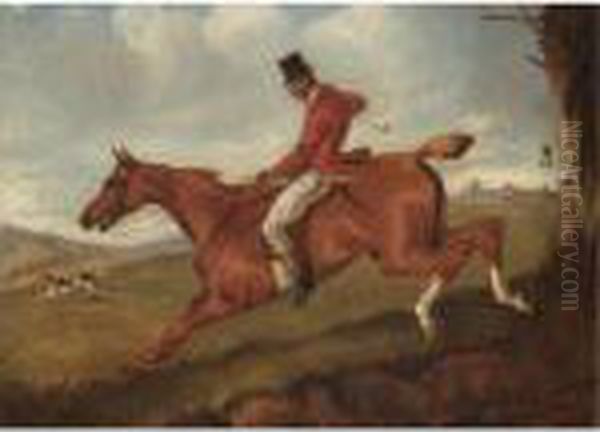 A Huntsman In Full Cry Oil Painting by John Alfred Wheeler