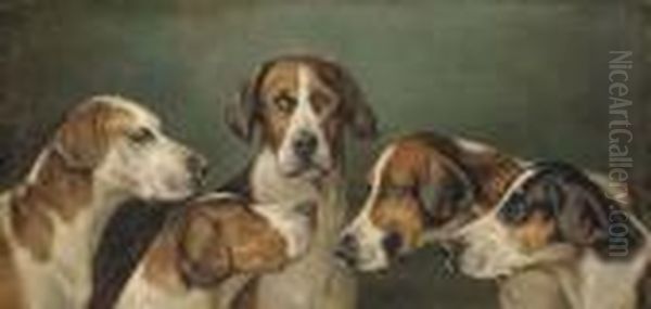 A Family Of Hounds Oil Painting by John Alfred Wheeler
