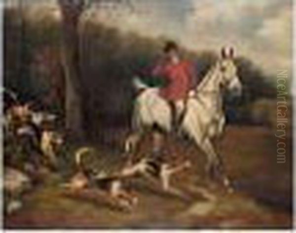 Huntsman And Hounds Oil Painting by John Alfred Wheeler