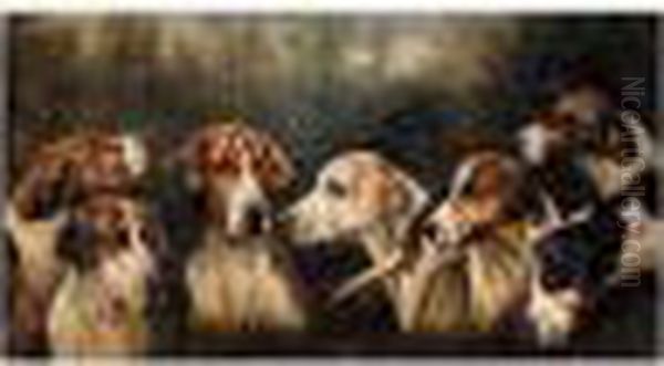 Study Of Hounds Oil Painting by John Alfred Wheeler