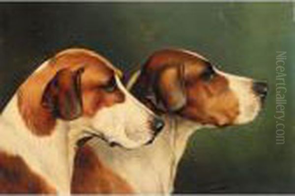 Two Hounds Oil Painting by John Alfred Wheeler