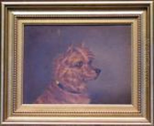Head Of A Norwich Terrier Oil Painting by John Alfred Wheeler