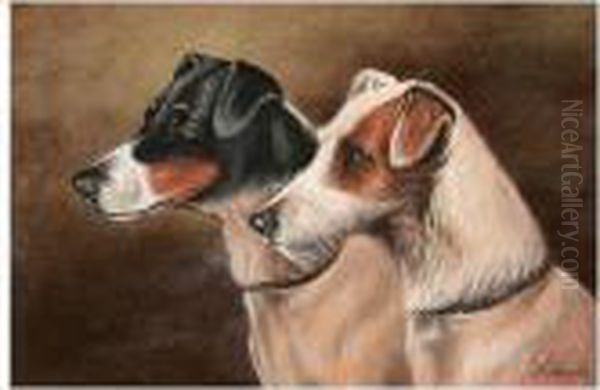 A Pair Of Terriers Oil Painting by John Alfred Wheeler