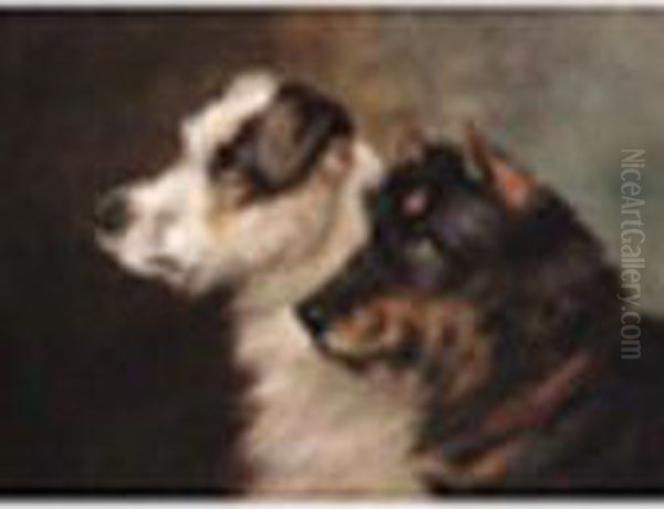 Terriers; A King Charles Spanie Oil Painting by John Alfred Wheeler