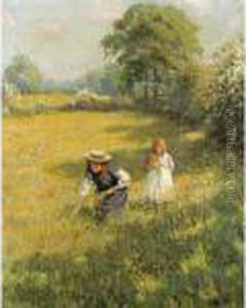 Picking Flowers Oil Painting by Rowland Wheelwright