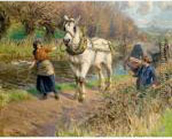 On The Towing Path Oil Painting by Rowland Wheelwright