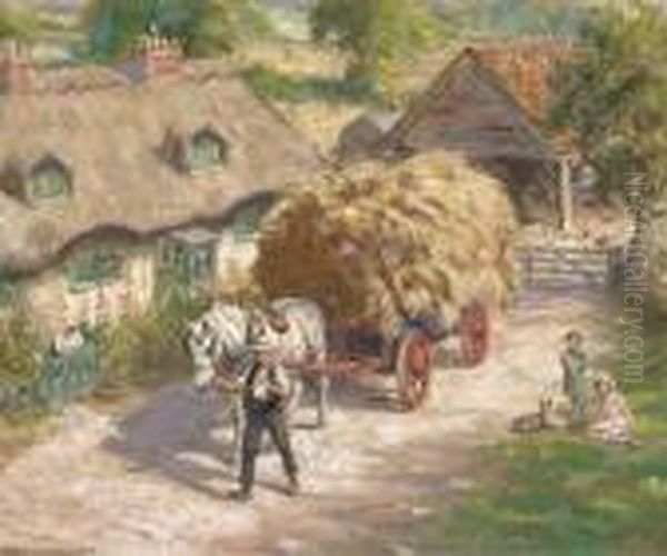 Hay Cart Oil Painting by Rowland Wheelwright