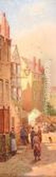 Evening On The Wharf, St Ives Oil Painting by Arthur White