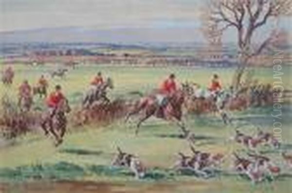 In Full Cry Oil Painting by Ernest Herbert Whydale