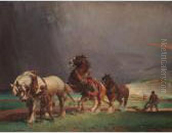 A Thunderstorm Oil Painting by Ernest Herbert Whydale