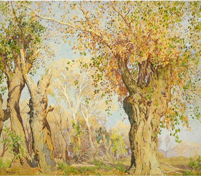 Arizona Cottonwoods Oil Painting by Gunnar Mauritz Widforss