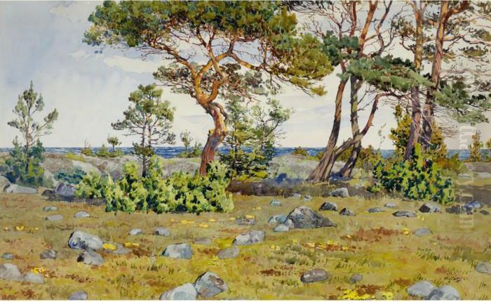 Coastal Landscape Oil Painting by Gunnar Mauritz Widforss