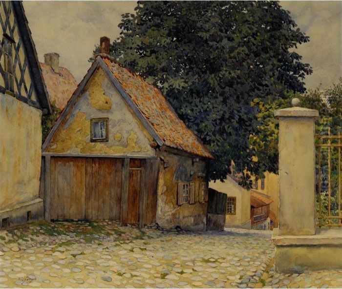 Village Oil Painting by Gunnar Mauritz Widforss
