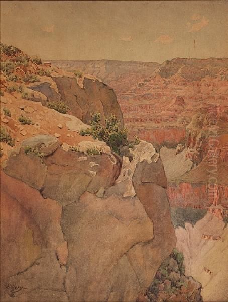 Hopi Point On The West Rim Of The Grand Canyon Oil Painting by Gunnar Mauritz Widforss