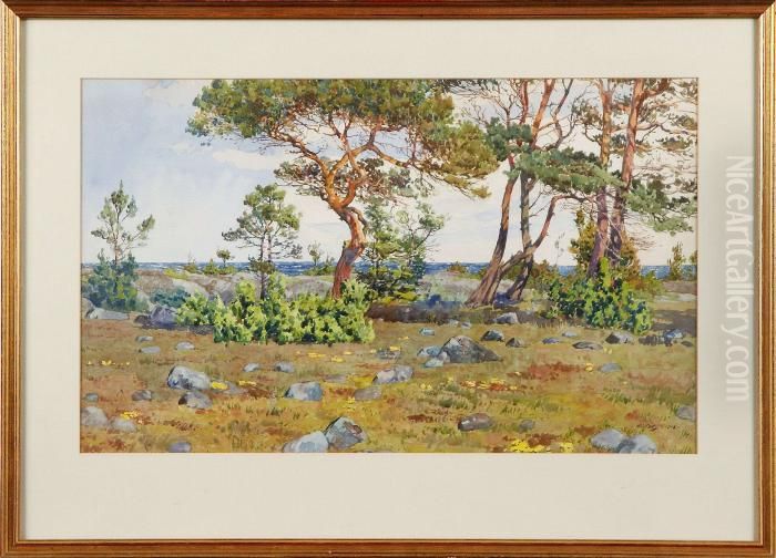 Kustlandskap Oil Painting by Gunnar Mauritz Widforss
