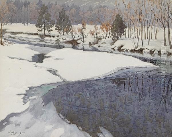 Yosemite, Winter Oil Painting by Gunnar Mauritz Widforss