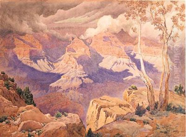 Grand Canyon Oil Painting by Gunnar Mauritz Widforss