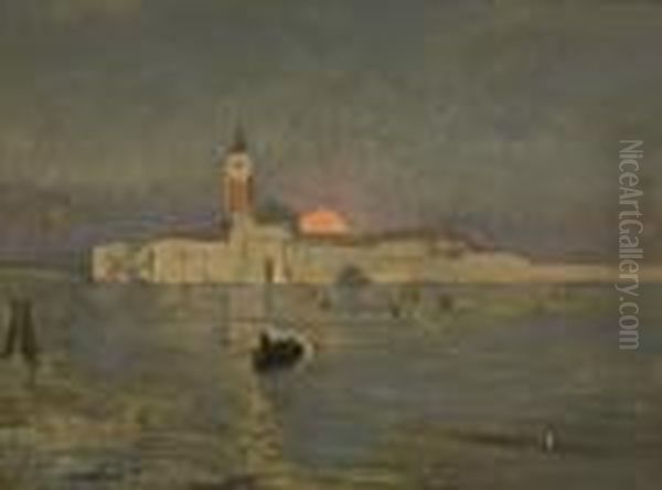 Insel In Der Lagune Von
 Venedig. Oil Painting by Manuel Wielandt