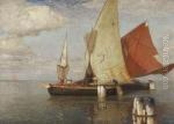 Fischerboote In Der
 Lagune. Oil Painting by Manuel Wielandt