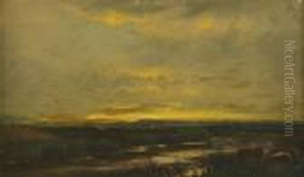 Sunset Oil Painting by John Carleton Wiggins