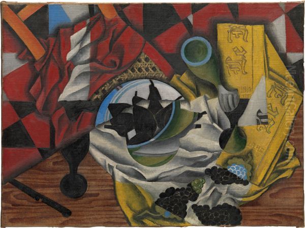 Pears And Grapes On A Table Oil Painting by Juan Gris