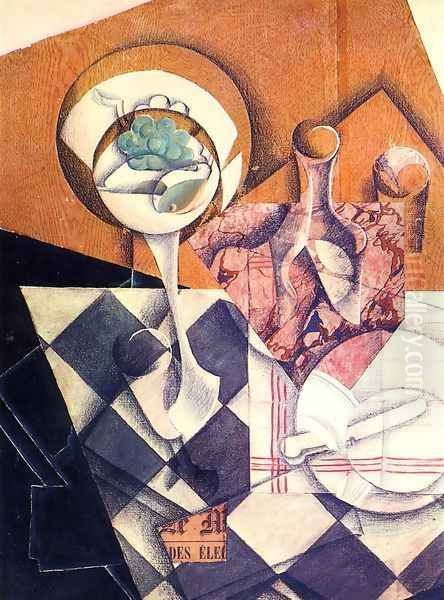 Fruit Dish And Carafe Oil Painting by Juan Gris