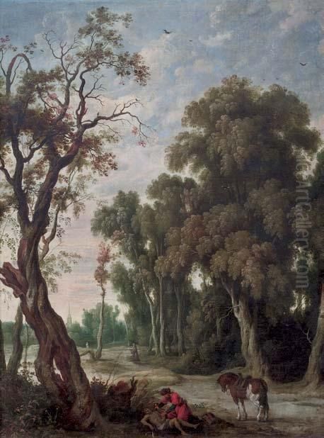 Paesaggio Con Il Buon Samaritano Paesaggio Roccioso Con Viandanti Oil Painting by Jan Wildens