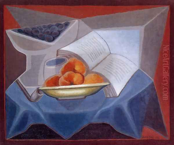 Fruit and Book Oil Painting by Juan Gris