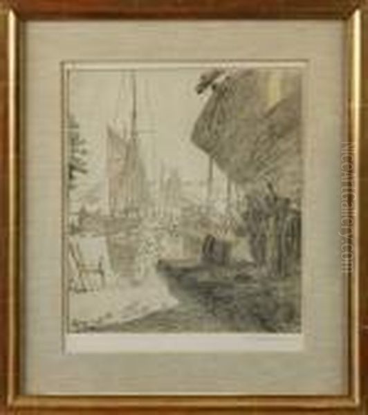 Hamnmotiv Oil Painting by Carl Wilhelm Wilhelmson