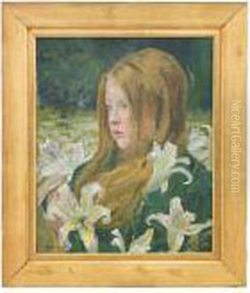 Flickhuvud Oil Painting by Carl Wilhelm Wilhelmson