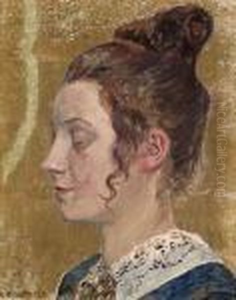 Kvinna Med Vit Spetskrage Oil Painting by Carl Wilhelm Wilhelmson