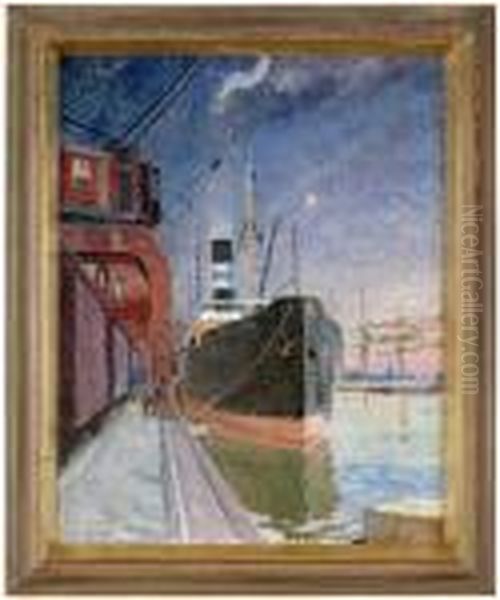 Gotaangare I Hamn Oil Painting by Carl Wilhelm Wilhelmson